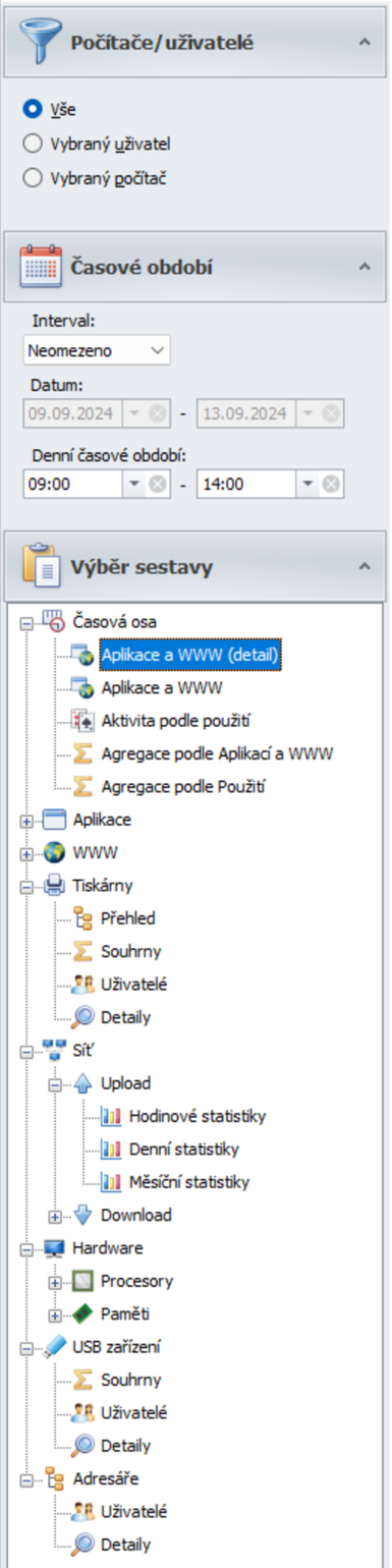 Nové sestavy ve výstupech monitoringu